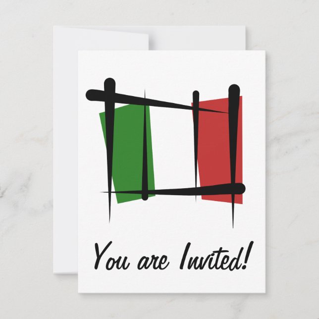 Italy Brush Flag Invitation (Front)