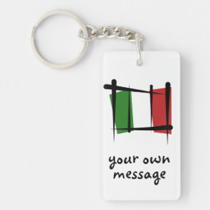 Italy Brush Flag Key Ring