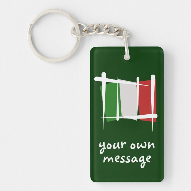 Italy Brush Flag Key Ring (Front)