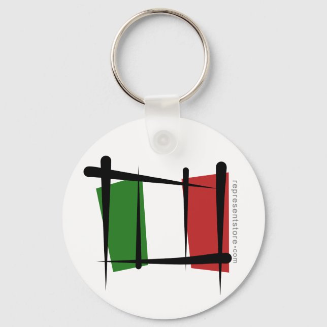 Italy Brush Flag Key Ring (Front)