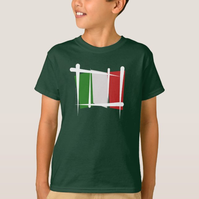 Italy Brush Flag T-Shirt (Front)