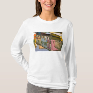 Italy, Burano. Boats on a canal with T-Shirt