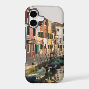 Italy, Burano. Colourful houses of line a