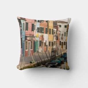Italy, Burano. Colourful houses of line a Cushion
