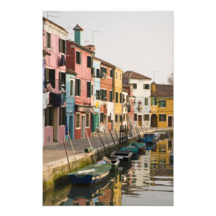 Italy, Burano. Colourful houses of line a Photo Print