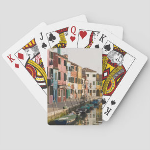 Italy, Burano. Colourful houses of line a Playing Cards