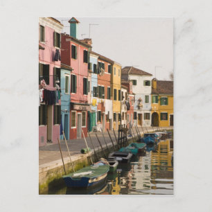 Italy, Burano. Colourful houses of line a Postcard