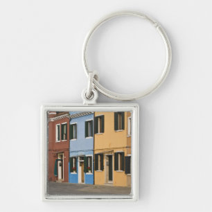 Italy, Burano. Colourful row of homes and empty Key Ring