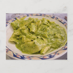 Italy, Camogli. Plate of pasta with pesto Postcard