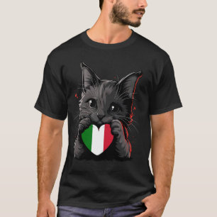 Italy Cat Heart Italian Flag Italian Roots Italian T-Shirt