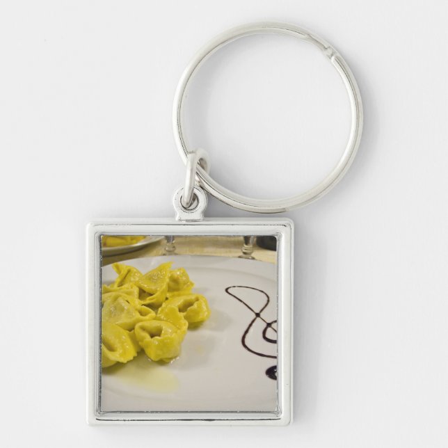 Italy, Cento. A plate of cheese tortellini Key Ring (Front)