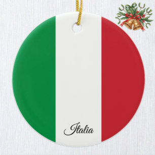 Italy Christmas Ornament, Italian Flag Ceramic Tree Decoration
