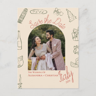 Italy Christmas Photo Holiday Save the Date Card