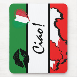 Italy Ciao Italian Heart Kiss Mouse Pad