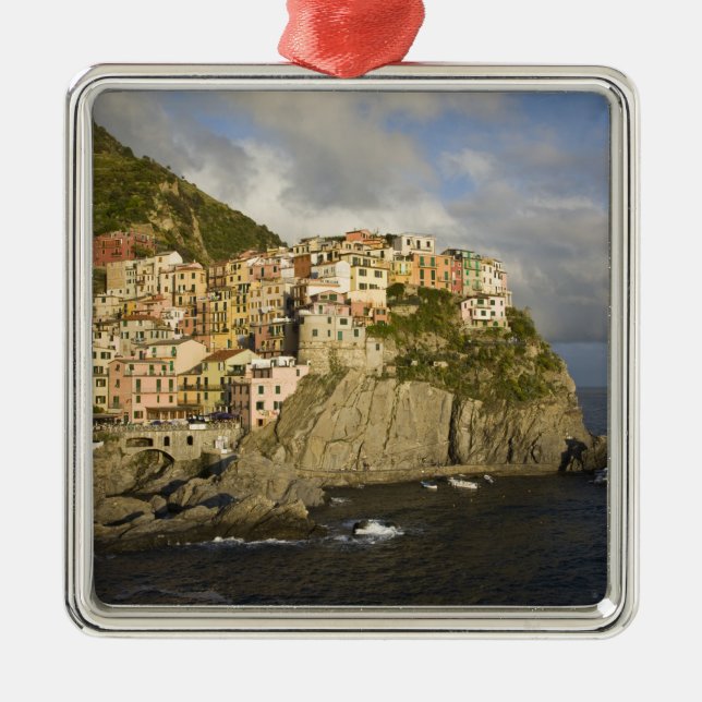 Italy, Cinque Terre, Manarola. Village on cliff. Metal Tree Decoration (Front)