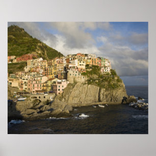 Italy, Cinque Terre, Manarola. Village on cliff. Poster