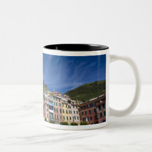 Italy, Cinque Terre, Vernazza, Harbour and Church Two-Tone Coffee Mug