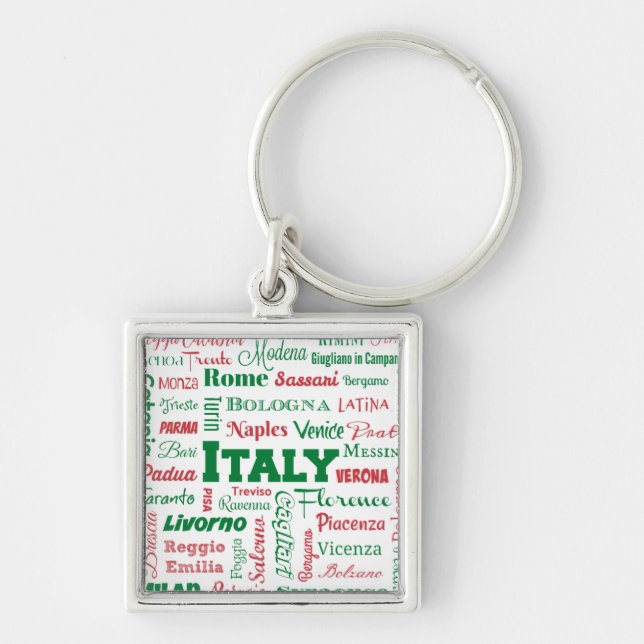 Italy Cities keychain - Italian flag colours (Front)