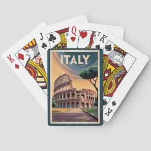 Italy Colosseum Illustration Travel Art Vintage Playing Cards