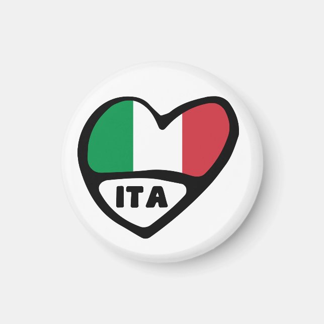 Italy Country Code Flag Heart, ITA Magnet (Front)
