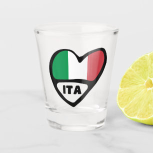Italy Country Code Flag Heart, ITA Shot Glass