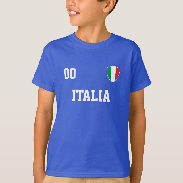Italy  Custom Name And Number Football T-Shirt (Front)