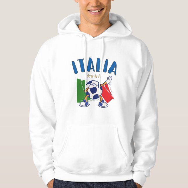 Italy Dabbing Soccer Ball Flag 4 stars Hoodie (Front)
