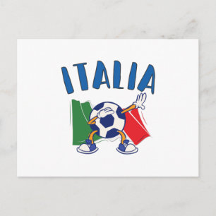 Italy Dabbing Soccer Ball Flag Postcard