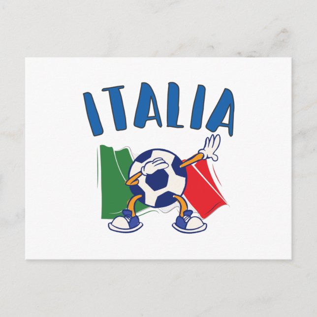 Italy Dabbing Soccer Ball Flag Postcard (Front)