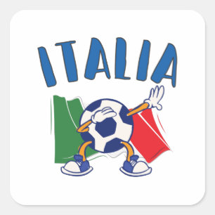 Italy Dabbing Soccer Ball Flag Square Sticker