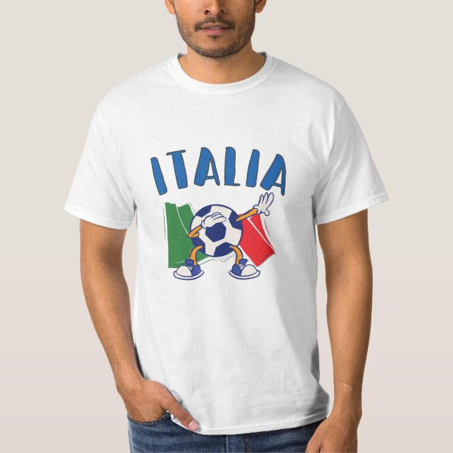Italy Dabbing Soccer Ball Flag T-Shirt (Front)