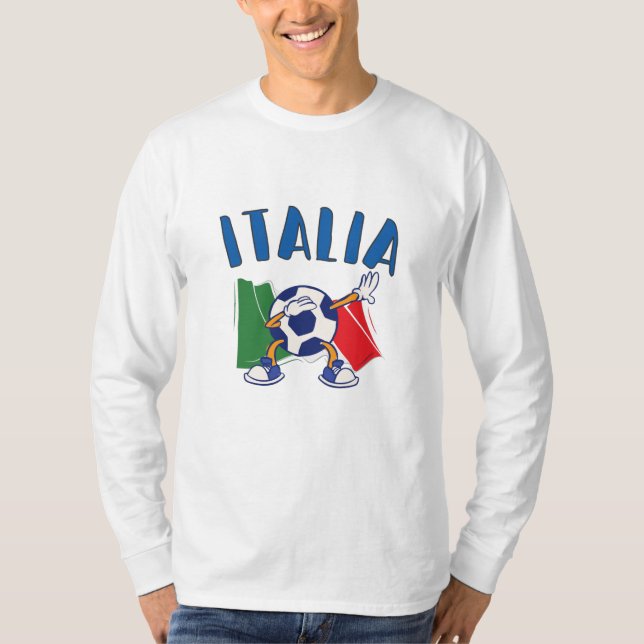 Italy Dabbing Soccer Ball Flag T-Shirt (Front)