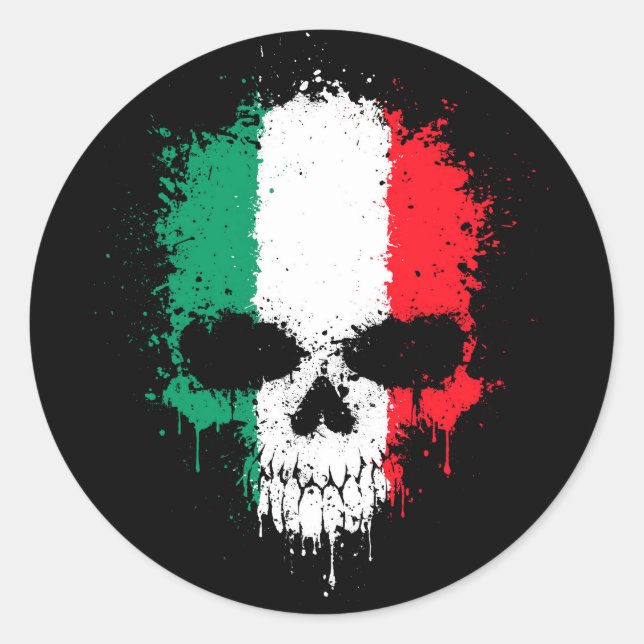 Italy Dripping Splatter Skull Classic Round Sticker (Front)