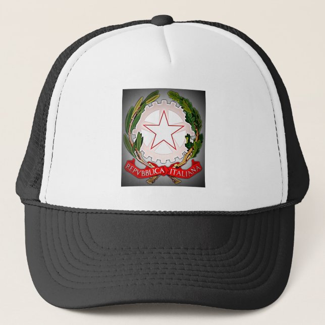 Italy Emblem Dark Edge Trucker Hat (Front)