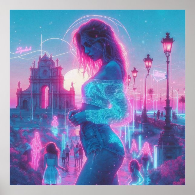 Italy Ethereal Dreamy Vaporwave Retrowave 35"x35" Poster (Front)