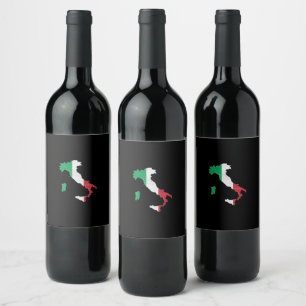 Italy flag and map wine label