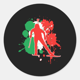 Italy Flag Biathlonist - Italian Biathlon 1  Classic Round Sticker
