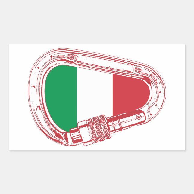 Italy Flag Climbing Carabiner Rectangular Sticker (Front)