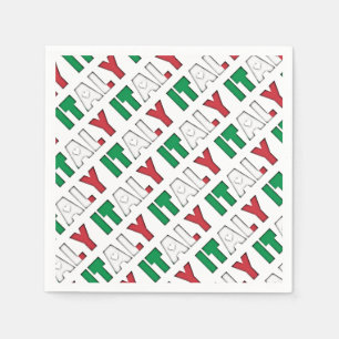 Italy Flag Colours Typography Pattern Hearts Napkin