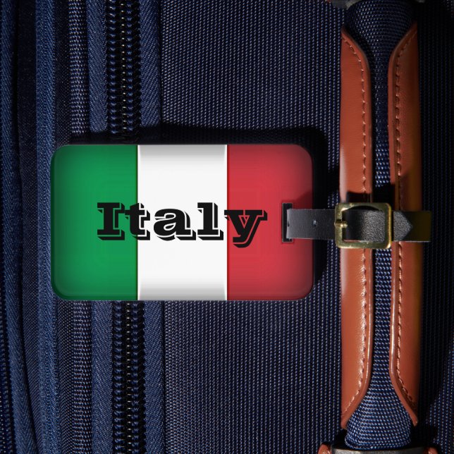 Italy Flag Dark Edge Customisable Luggage Tag (Front Insitu 4)