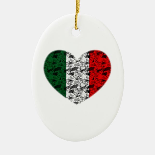Italy Flag Heart Ceramic Tree Decoration (Front)