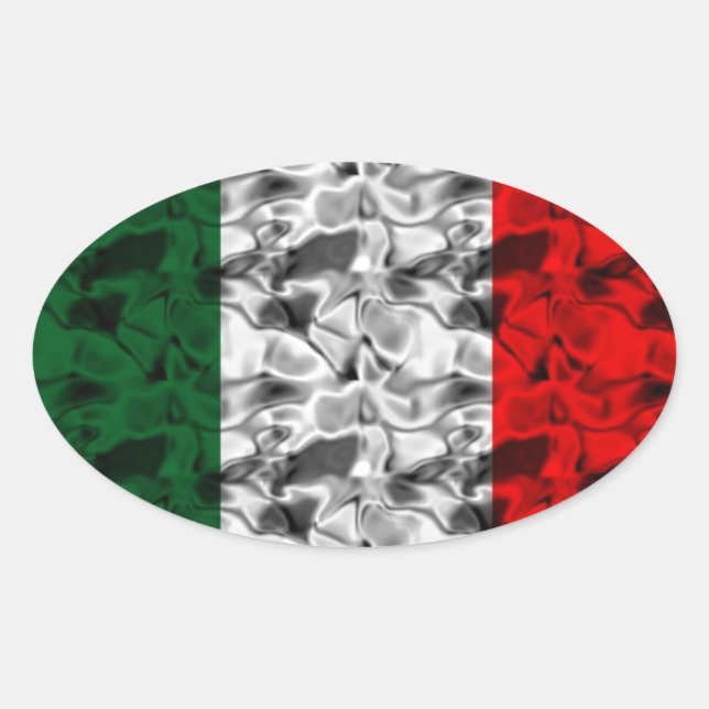 Italy Flag Heart Oval Sticker (Front)