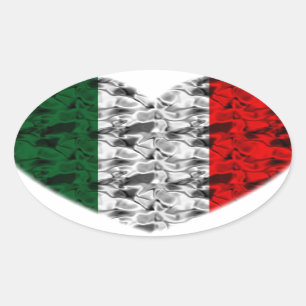 Italy Flag Heart Oval Sticker