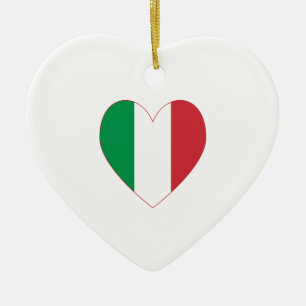 Italy Flag Heart Red Border Ceramic Tree Decoration