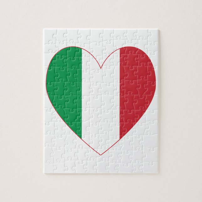 Italy Flag Heart Red Border Jigsaw Puzzle (Vertical)