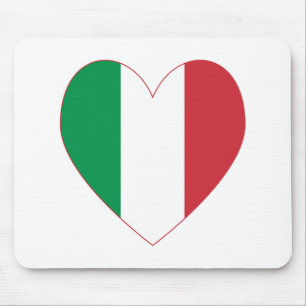 Italy Flag Heart Red Border Mouse Pad