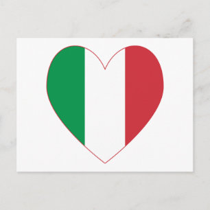 Italy Flag Heart Red Border Postcard