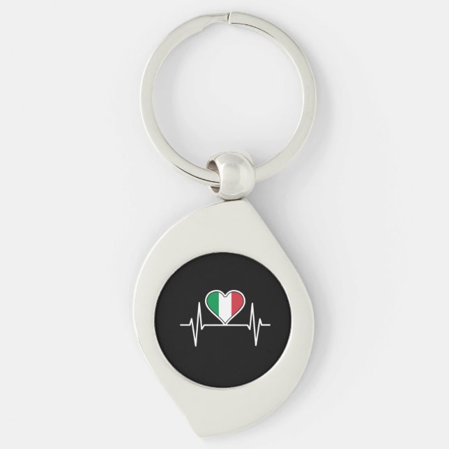 Italy Flag Heartbeat Key Ring (Front)