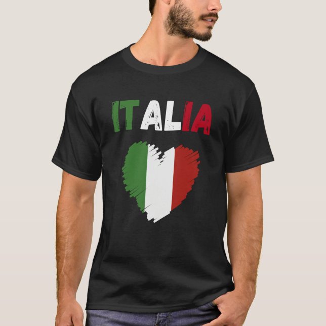 Italy Flag Holiday Italy Heart Italian Flag T-Shirt (Front)