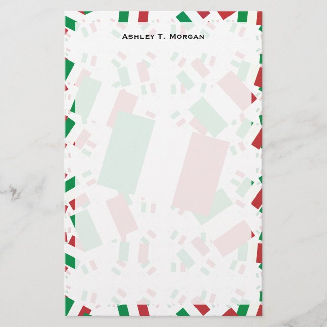 Italy Flag in Multiple Colourful Layers Askew Stationery (Front)